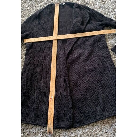 James Perse Standard ANTHROPOLOGIE BLACK texture Long Open Cardigan Sweater 4 XL - Picture 4 of 7